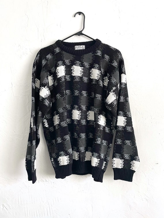 Vintage 90s Black, Grey and White Abstract Print C