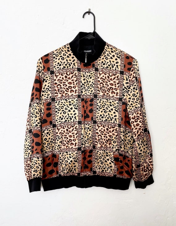 Vintage Silk Leopard Print Bomber Jacket | Etsy