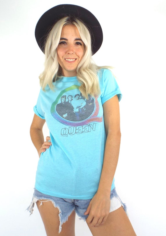 Vintage Baby Blue Queen Tee -- Size Extra Small - image 2