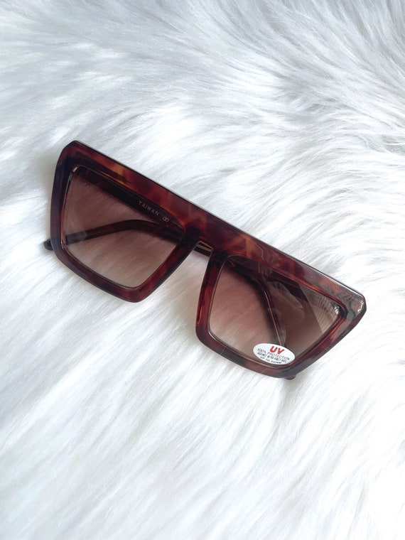 Vintage 80s Chunky Square Translucent Red Sunglass