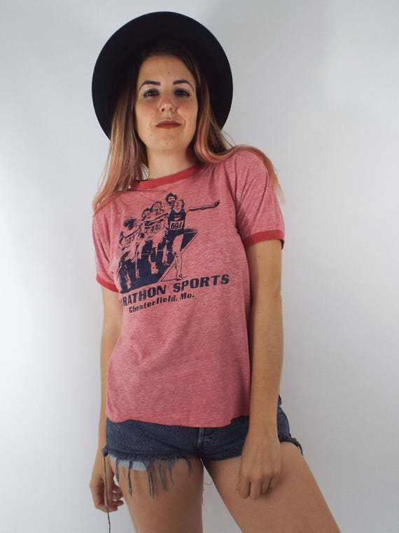 Vintage 70s Marathon Sports Red Ringer Tee - image 3