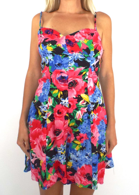 Vintage 90s Colorful Floral Print Romper - image 3