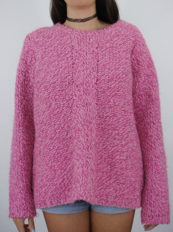 Pretty in Pink Vintage 90s Oversized Chunky Knit … - image 2