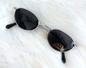 Vintage Y2k Silver Decorative Bridge Dark Tinted Sunglasses