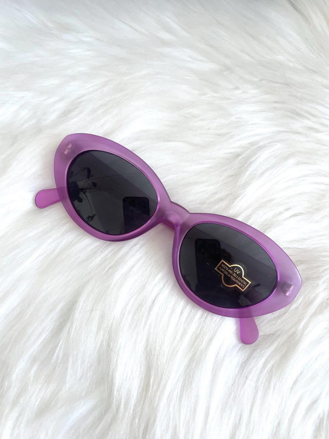 Transparent Purple Vintage Small Cat Eye sunglasses Purple Cat Eye Plastic Frame Vintage Sunglasses for sale | eBay main image 4