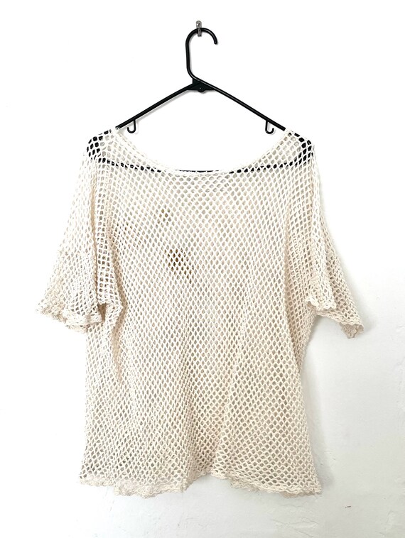 Under The Sea Vintage 80s Sheer Mesh-Style Top - image 3