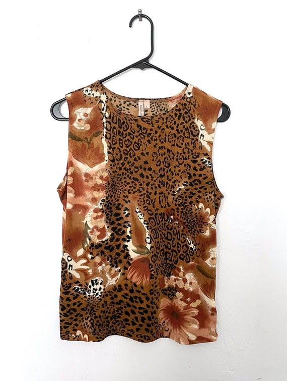 Vintage 80s/90s Textured Leopard and Floral Print 
