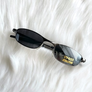 Vintage Y2k Small Dark Silver Sunglasses