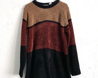 Vintage 90s Black and Brown Colorblock Sweater