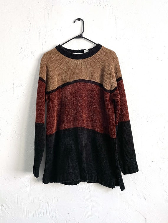 Vintage 90s Black and Brown Colorblock Sweater