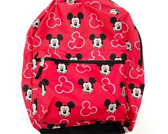 Vintage 90s Mickey Mouse Red Printed Backpack