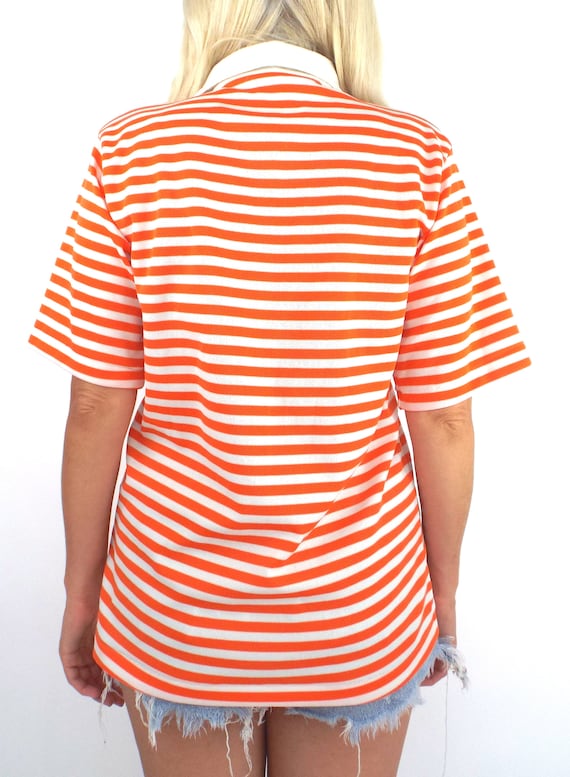 Vintage 70s Polyester Striped Polo Top - image 5