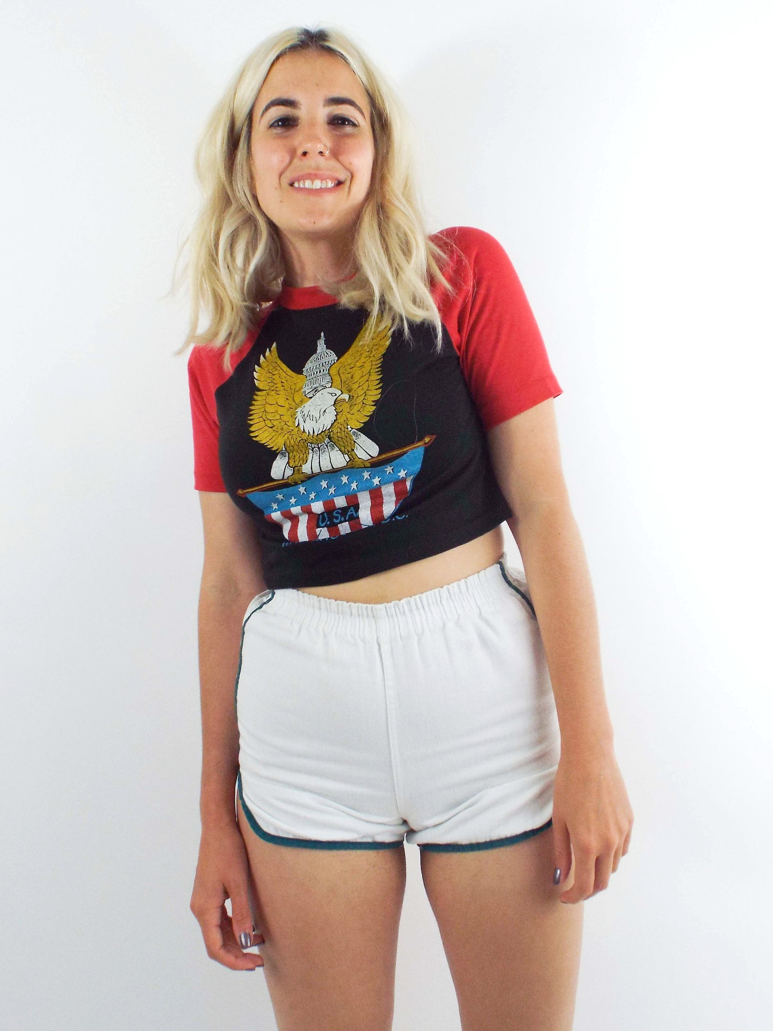 Vintage 70s Highwaisted Green and White Gym Shorts Etsy