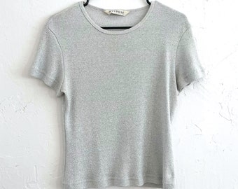 Vintage 90s Metallic Silver Knit Tee