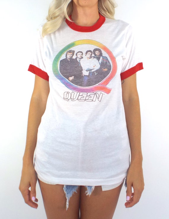 Vintage Queen Red and White Ringer Tee - image 1