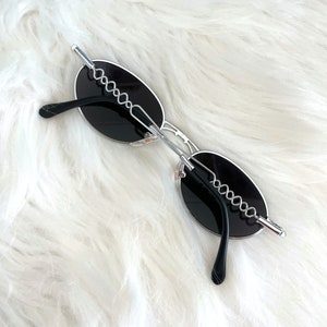 Vintage Y2k Silver Decorative Bridge Dark Tinted Sunglasses image 3