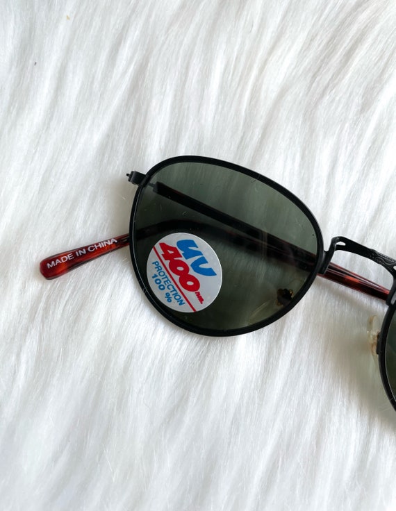 Vintage Round Skinny Black Tortoiseshell Sunglass… - image 2