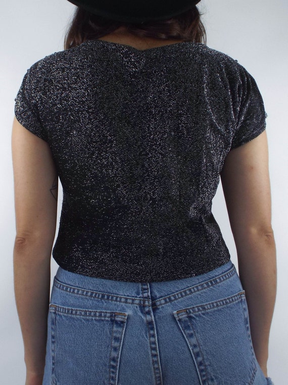 Vintage 80s Colorful Sequined Crop Top - image 5