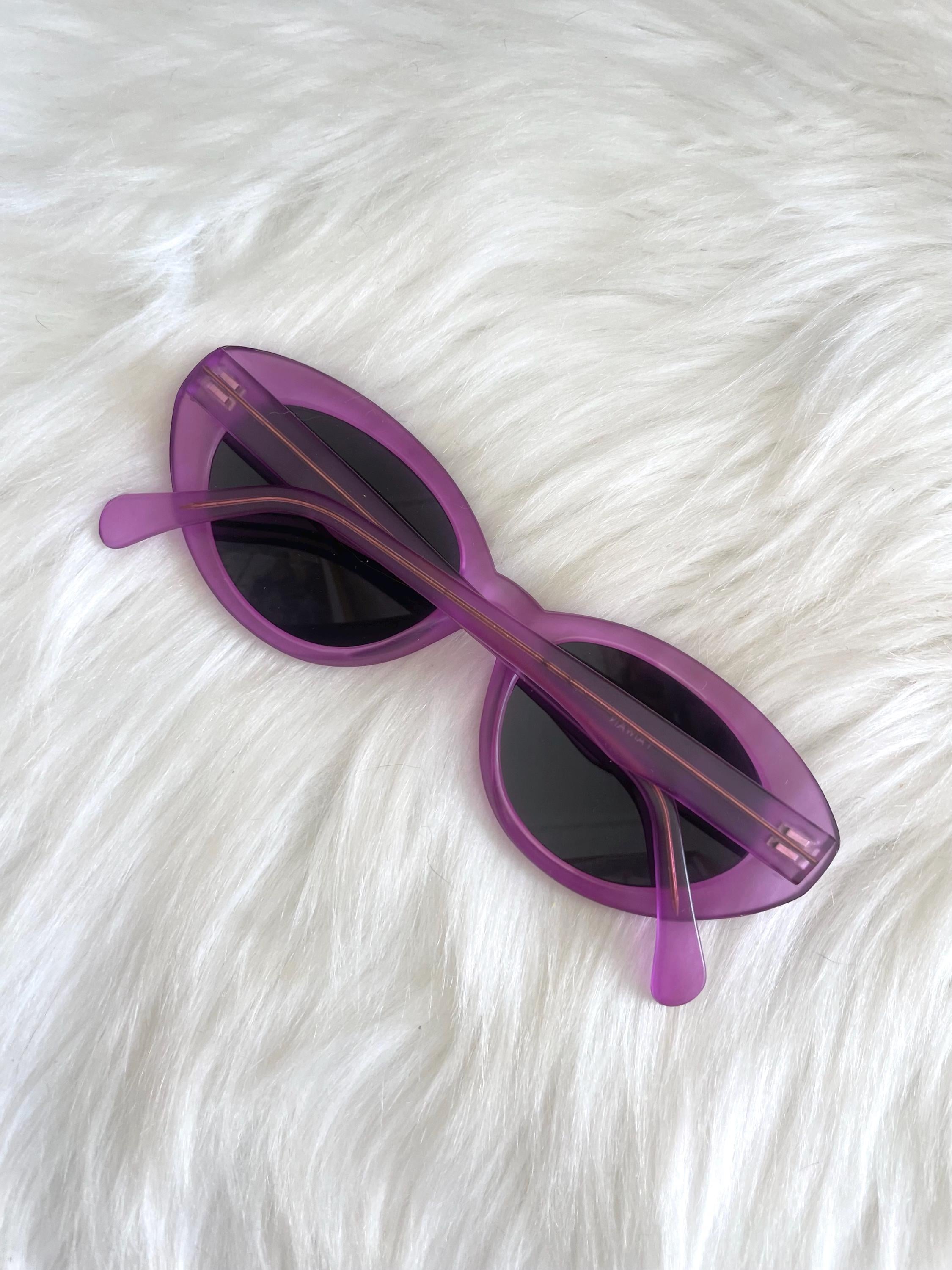 Transparent Purple Vintage Small Cat Eye sunglasses Purple Cat Eye Plastic Frame Vintage Sunglasses for sale | eBay main image 3