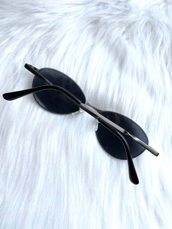 Vintage Y2k Round Dark Silver Sunglasses - image 3