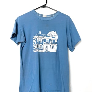 Vintage 70s Blue and White Distressed House Tee
