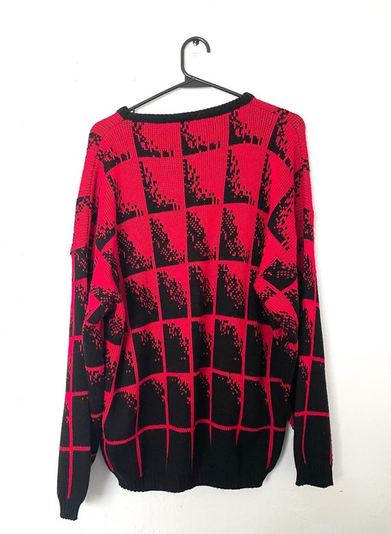 Vintage 80s Red and Black Oversized Graphic Sweat… - image 3