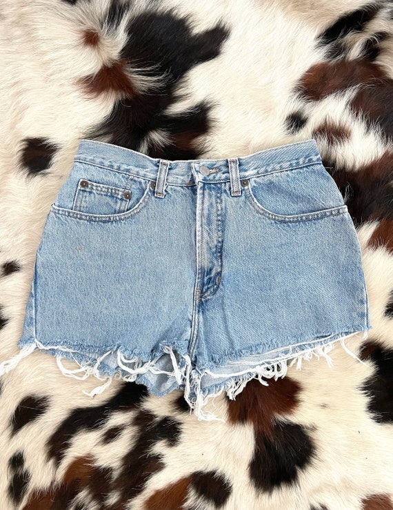 Vintage 90s Cheeky High-Waisted Denim Cut-Off Sho… - image 1