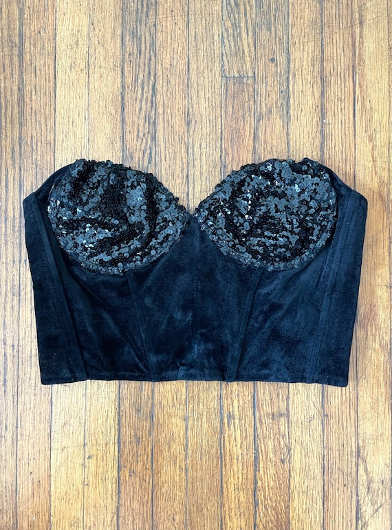 Vintage black velvet bustier - Gem