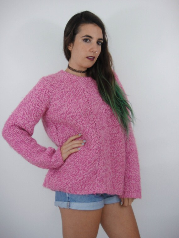 Pretty in Pink Vintage 90s Oversized Chunky Knit … - image 3