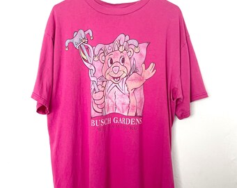 Vintage 90s Oversized Distressed Magenta Busch Gardens Bear Tee