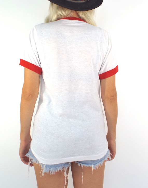 Vintage Queen Red and White Ringer Tee - image 5
