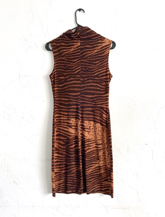 Vintage Y2K Animal Print Turtleneck Dress - image 3