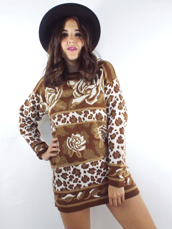 leopard sweater dress Tate S/M 50% ACRYLIC Jovie Leopard Sweater Midi Dress