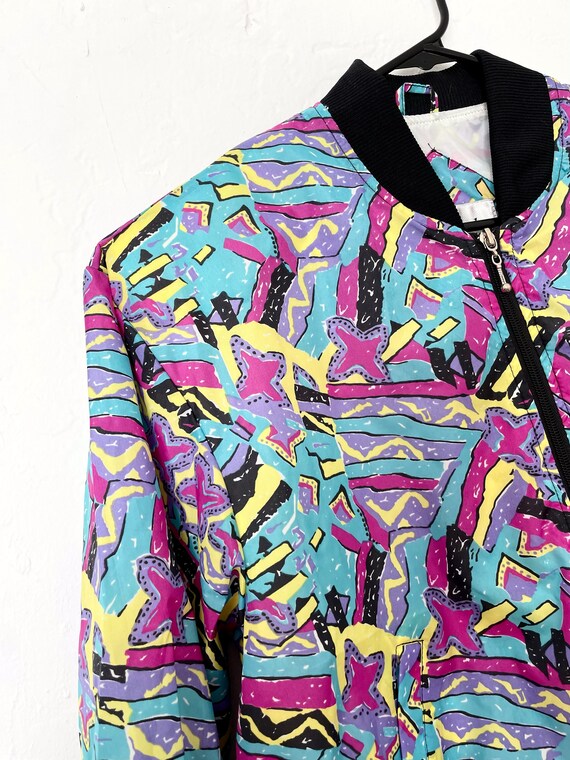 Vintage 90s Nylon Colorful Printed Bomber Jacket Etsy Ireland
