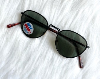 Vintage Round Skinny Black Tortoiseshell Sunglasses