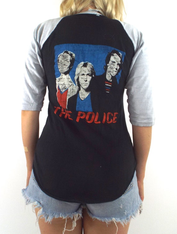 Vintage 80s Distressed Black and Grey The Police … - image 5