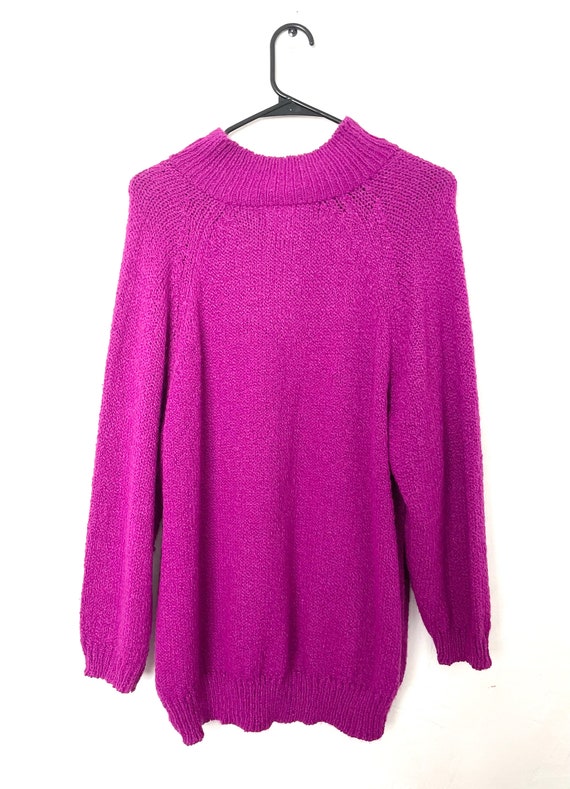 Vintage Cozy Oversized Magenta Sweater - image 3