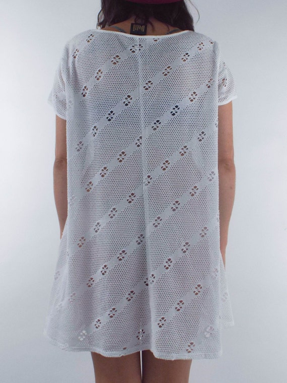 Vintage 90s Sheer Crochet Style Shift Dress - image 5
