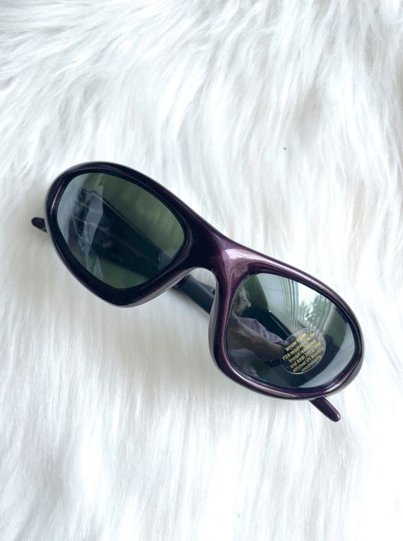 Vintage Y2K Dark Purple Wraparound Sunglasses - Etsy display picture 2
