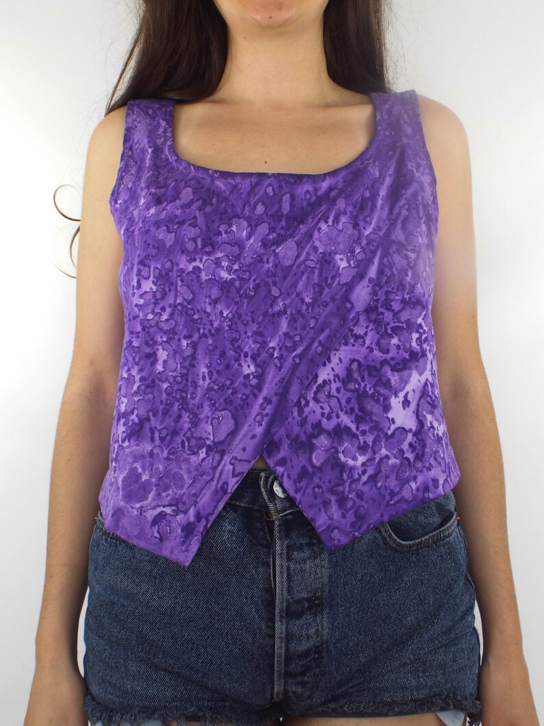 Vintage 90s Purple Tie Dyed Double Layer Crop Top Etsy