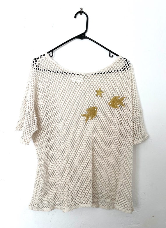 Under The Sea Vintage 80s Sheer Mesh-Style Top