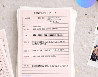 Next Chapter Library Card Graduation Keepsake | Bucket List Advice Card Grad Party | Wishes for Graduate | Editable Template
