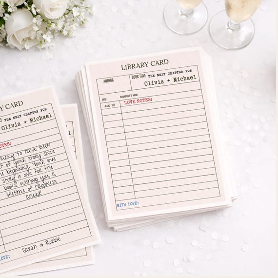 Next Chapter Library Card Wedding Keepsake | Bookish Wedding Guestbook | Library Theme Guest Advice Card | 5x7 Editable Template