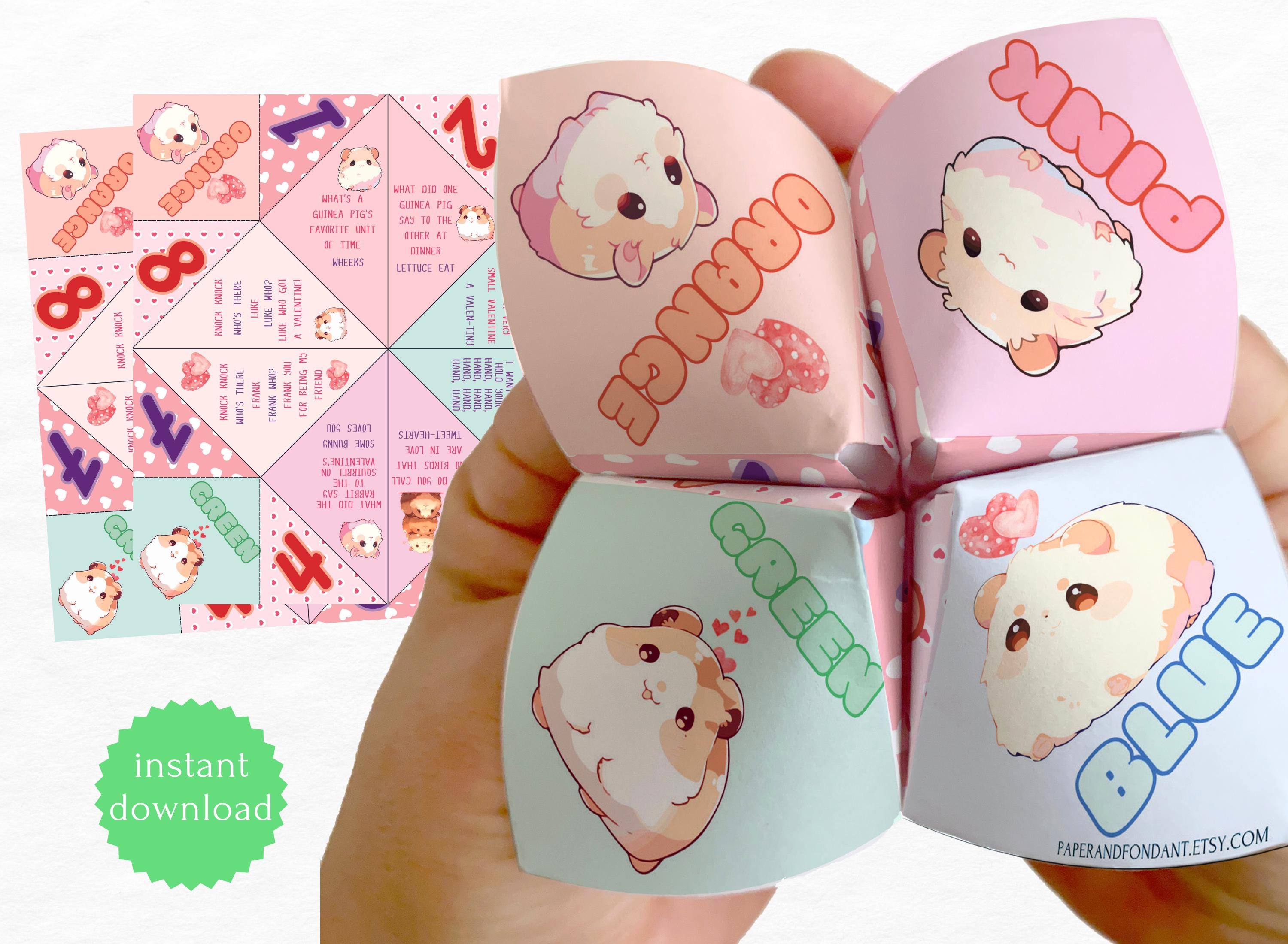 Fresh Look at Guinea Pig Kids Valentine Fortune Teller Cootie Catcher Origami Non