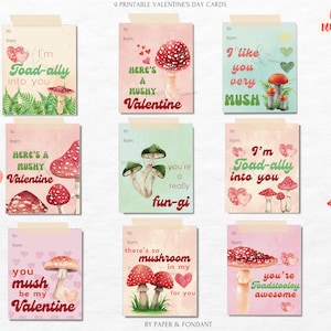 Carte de la Saint-Valentin des bois aux champignons, carte aquarelle champignon vénéneux, Saint-Valentin drôle, imprimable sans distinction de sexe, téléchargement immédiat VC25