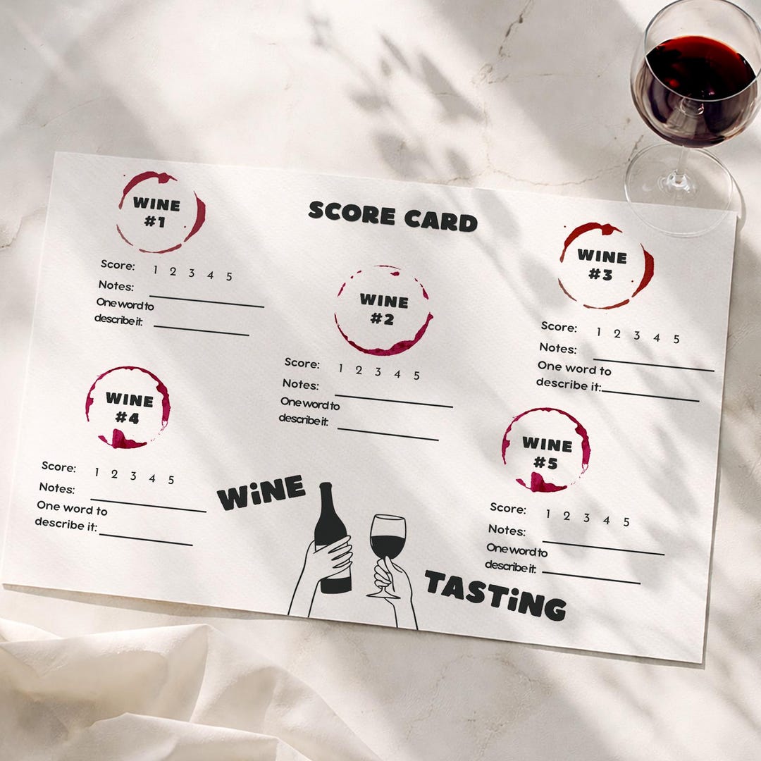 Wine Tasting Scorecard Placemat | Wine Rating Game | Blind Tasting Game ...