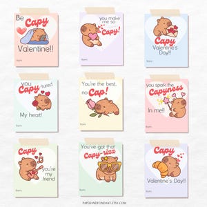 Carte de Saint-Valentin Capybara Slang Pun, échange de la Saint-Valentin dans une classe mignonne, Teen Tween Funny Trendy, cartes imprimables, téléchargement immédiat VC25