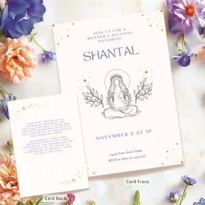 Boho Minimalist Mother Blessingway 5x7 Einladung, werdende Mutter elegante Babyparty einladen, bearbeitbare digitale Einladung MB25
