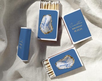 Modern Oyster Matchbox Favor, 2x3 label template, Gold Foil Oyster, Coastal Wedding Engagement Bday, Digital Download MB25 OR25