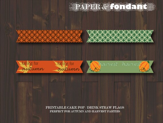 INSTANT DOWNLOAD Printable Straw Flags Autumn/harvest | Etsy